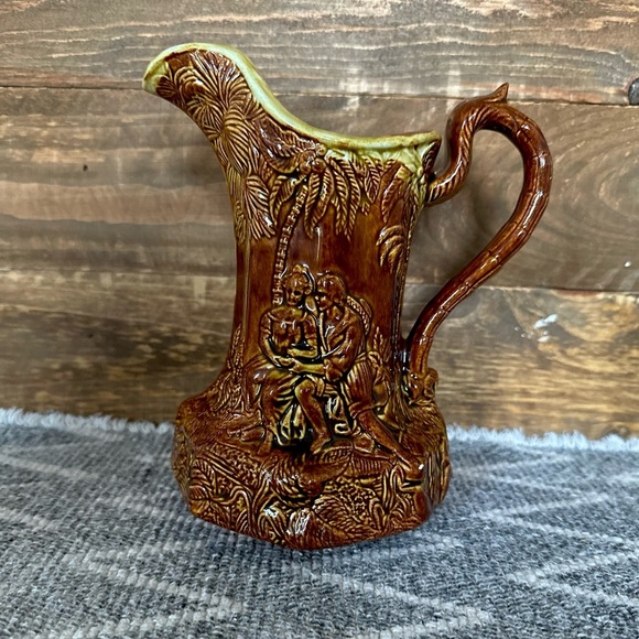 Beautiful Vintage Romantic Glazed Pitcher Signed - Picture 5 of 10